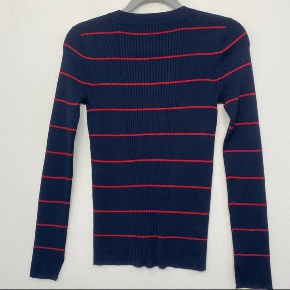 Athleta Bayside Sweater in Navy and Red Stripe XXS Wool Blend - Picture 5 of 9
